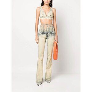 Diesel 1969 D-Ebbey-Fsc 068GP Jeans Bootcut Slim Ivory W 24 Corset Lace SZ XS/2